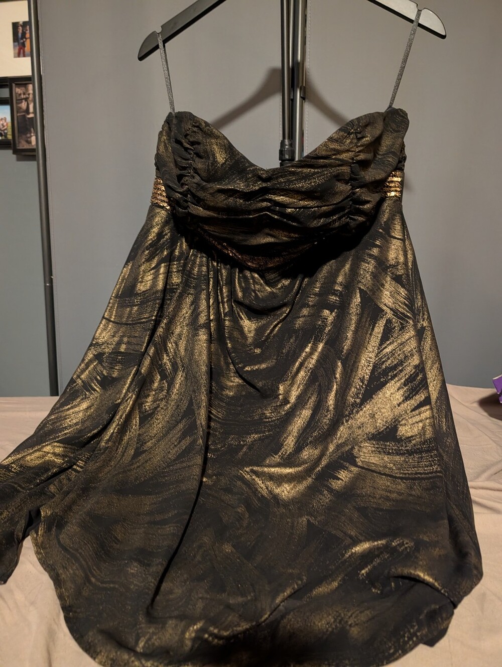 Torrid Black and Gold Metallic Strapless Prom Formal Beautiful Dress 14